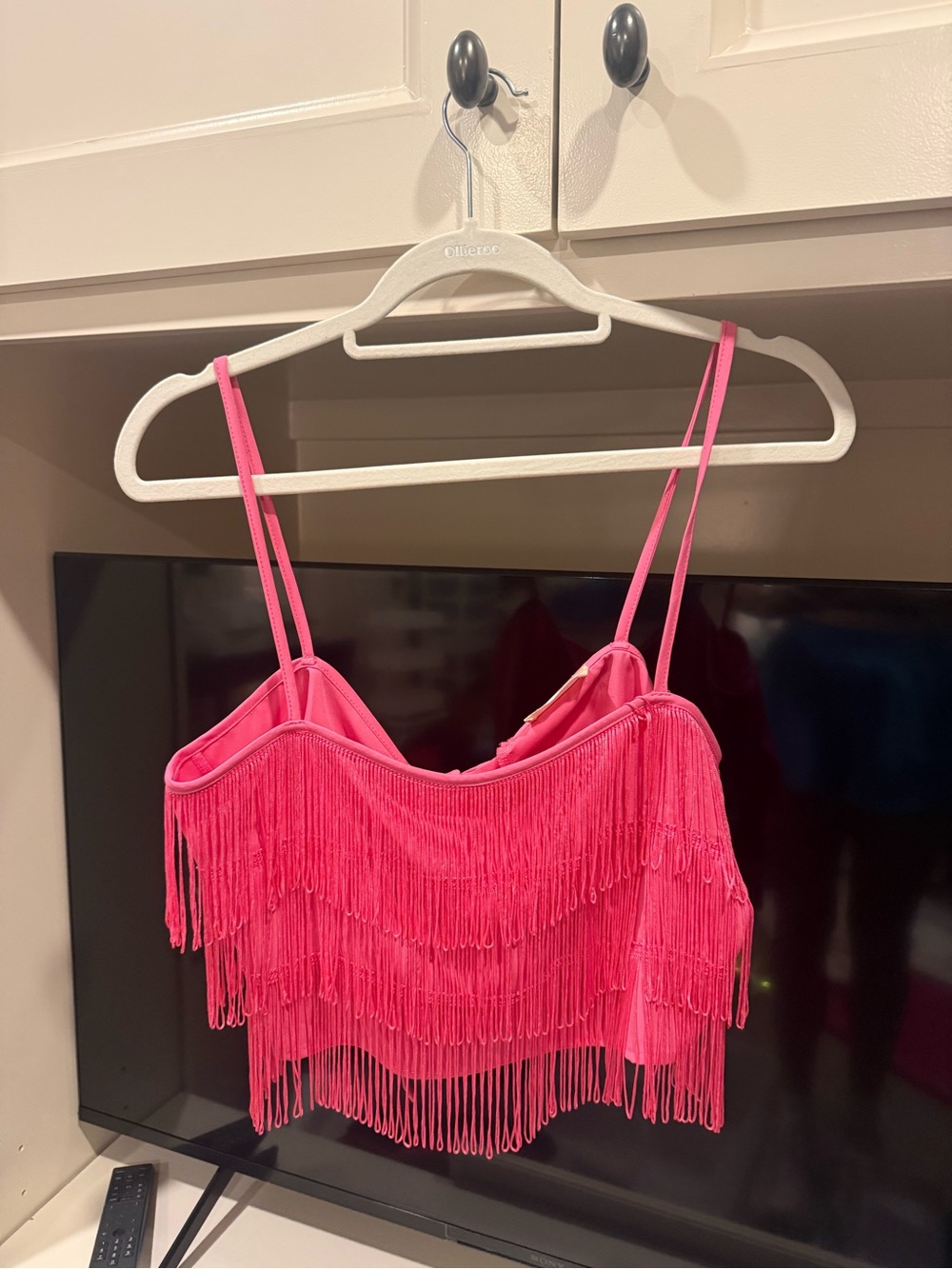 Hot Pink Fringe Crop Top